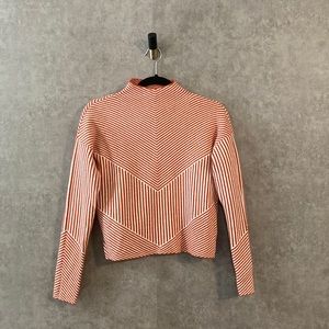 Cynthia Rowley Red Striped Mock Turtleneck Sweater